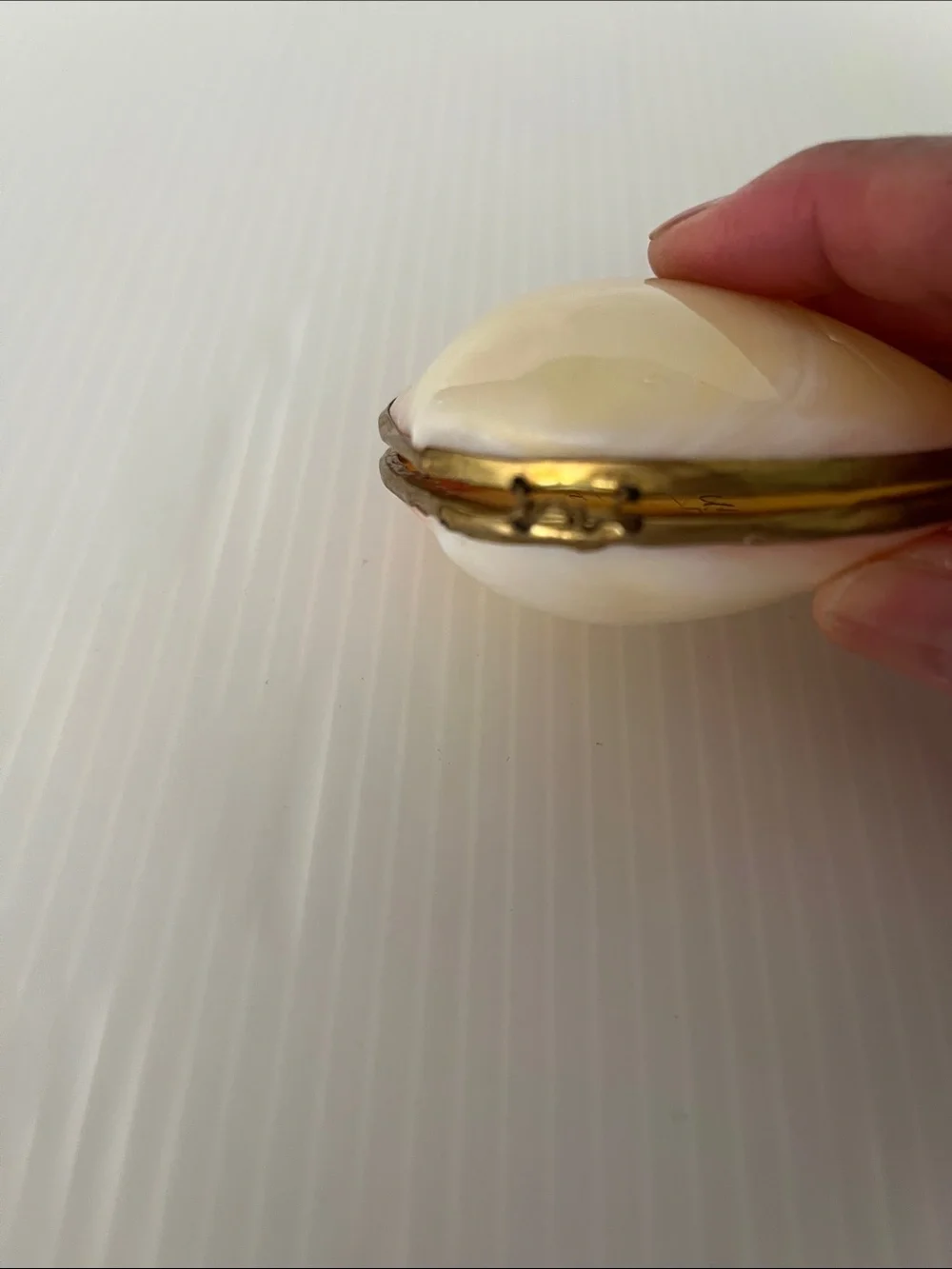Vintage Polished Natural Clam Shell Trinket Box